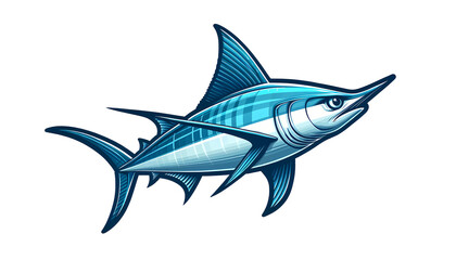 Fototapeta premium Swordfish cartoon style transparent background 