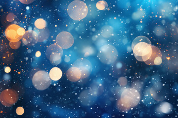 Navy Blue Glitter Dust with Golden Shimmer, Abstract Background