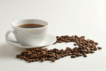 Obraz premium Whiplash Style, Coffee Cup and Beans Composition