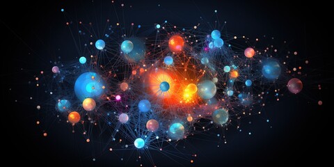 Central orb within a colorful network of connected nodes and vibrant connections
