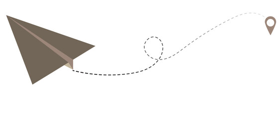 Paper plane with dotted line, Origami paper airplane, Travel symbol, vector illustration