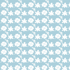 Seamless pattern with daisy flower on blue background. vector illustration.