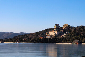 The Summer Palace, the Kunming lake and bridge, Beijing, China 