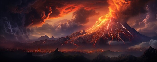 fiery volcanic eruption