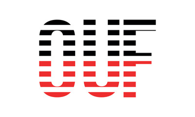 OUF three initial letter iconic line negative space minimal logo design vector template. monogram, abstract, wordmark, business, typography, minimalist, brand, company, flat, modern, unique, simple