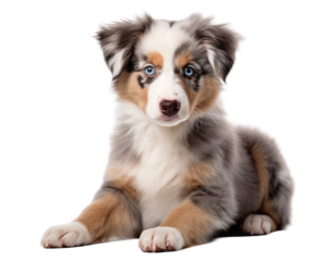 Australian Shepherd puppy, aussie on a white background. breed of dog. pet.