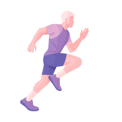 Male in motion, running in sportswear.