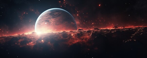 illustration of a planet in space with stars and planet