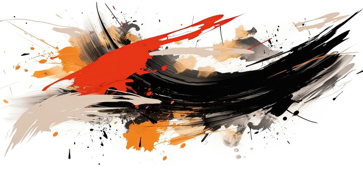 Fototapeta Abstract vintage Japanese calligraphy stroke painting style. lacquer painting.