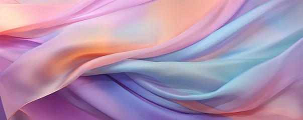 Poster Abstract pastel blowing silk fabric. Gusting delicate scarves. Iridescent curtains billowing in the wind. © Павел Озарчук