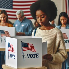 Beautiful Female Filling Out Her Ballot