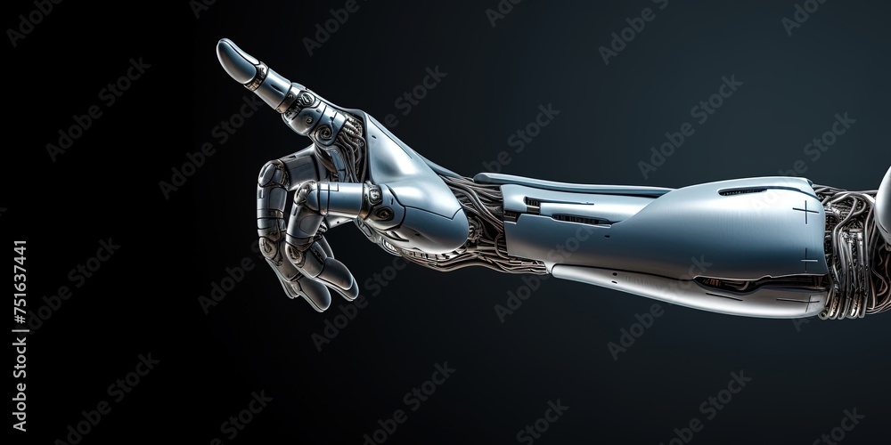 Poster human hand making contact with vortex of data and light particles in innovation and technology banne