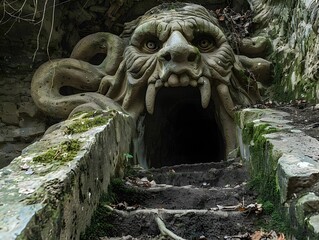 The Child Eater of Bern stands guard over a hidden entrance to the underworld a guardian of thresholds challenging those who seek to cross