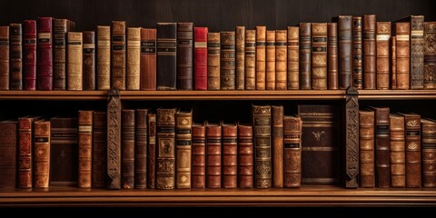 A Old ancient books, historical books. Collection of human knowledge concept. Wide format.