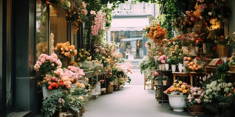 Fototapeta na wymiar Florist in a walkable city