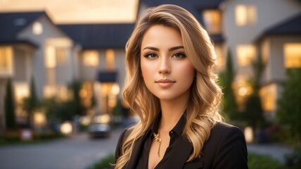 Portrait of attractive female real estate manager
