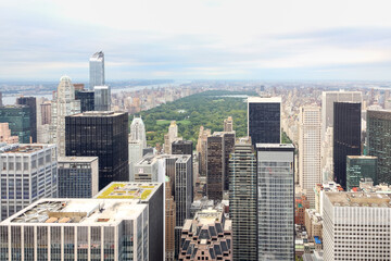 Aerial view of manhattan skyscrapers and central park
