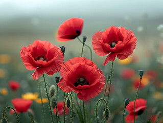 Obraz premium Honor and gratitude captured through vibrant poppy photos