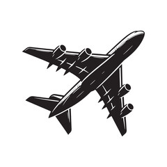 Where Eagles Dare: A Courageous Airplane Silhouette Conquering the Skies - Illustration of Airplane - Flight Vector
