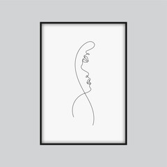 Woman body one line drawing art isolated on white background. Black one-line art. Vector illustration.
