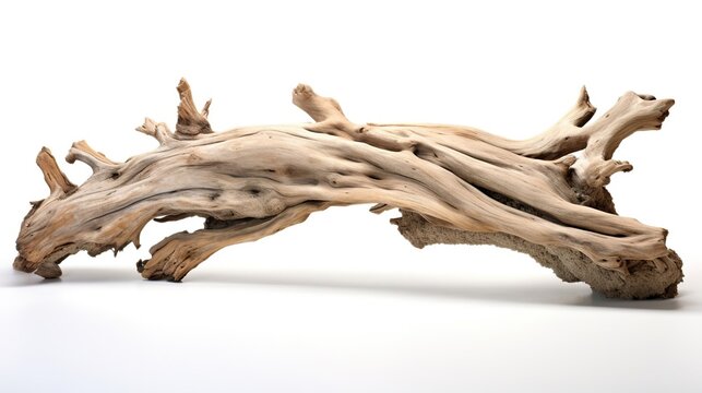 Beautiful winding driftwood for product photography. Grape branch on a table with beautiful sunlight, photo. High quality photo