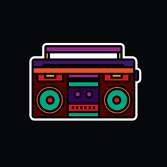 Original vector illustration. The outline icon of a portable stereo recorder. A boombox. A design element.