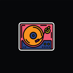 Original vector illustration. The outline icon of the vinyl record player. A design element.