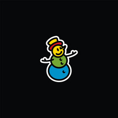 Original vector illustration. The icon of a kind snowman in a top hat.