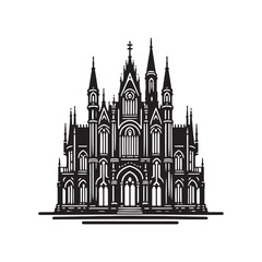 Fototapeta premium A Timeless Symbol: A Gothic Building Silhouette Bathed in Moonlight - Gothic Style Illustration - Gothic Style Vector 