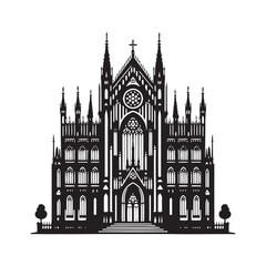Architectural Majesty: A Detailed Gothic Building Silhouette - Illustration of Gothic Building - Vector of Gothic Building
