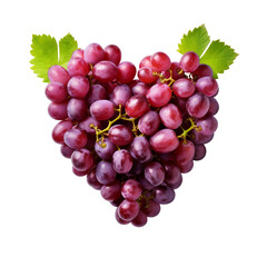 Fototapeta premium A heart made of fresh grapes isolated on transparent background
