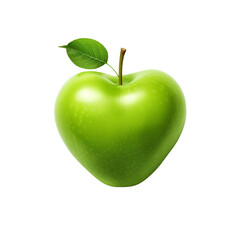 a heart shape Green apple isolated on transparent background