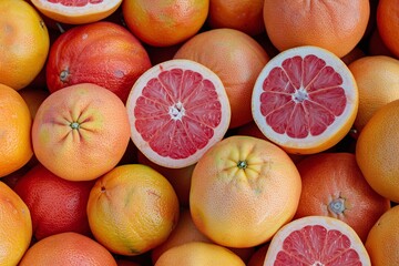 a group of oranges and grapefruits