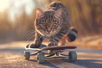 Poster a cat on a skateboard © Alex