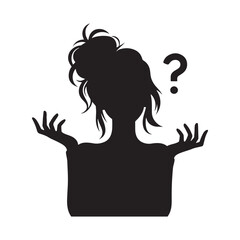 A Silhouette of Uncertainty: A Brow Furrowed in Confusion - Confused Expression Illustration - Confused Expression Vector
