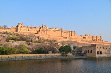 Beautiful Morning View of Amber Palace or Amer Fort in Jaipur, Rajasthan, India