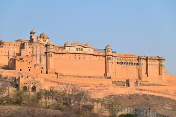 Amber Palace or Amer Fort in Jaipur, Rajasthan, India During Morning Sunrise