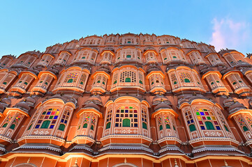 Evening View of Hawa Mahal or Wind Palace in Jaipur, Rajasthan, India