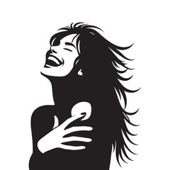 Silhouette of Laughing Person - Genuine Amusement Captured in a Single Stroke - Laughing Illustration - Laughing Expression Vector
