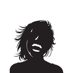 Silhouette of Laughing Person - Contagious Laughter Conveying Unrestrained Happiness - Laughing Illustration - Laughing Expression Vector
