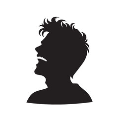 Silhouette of Laughing Person - A Heartfelt Chuckle Illustrated in a Modern Style - Laughing Illustration - Laughing Expression Vector
