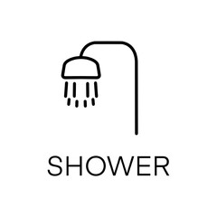 Shower icon or logo in modern line style. High quality black outline pictogram for web site design and mobile apps. Vector illustration on a white background.