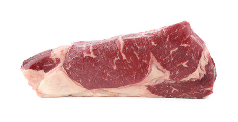 Piece of raw beef meat isolated on white