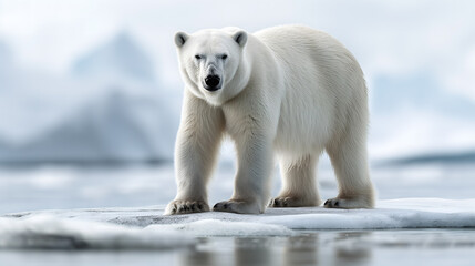 Polar Bear on Ice in Arctic Wilderness