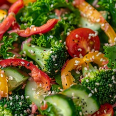 fresh vegetable salad background close up.