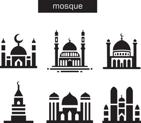 flat mosque silhouette