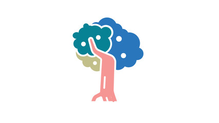 green tree infographic with icon ecology. environment and sustainable development, can be used for process, presentations, layout, banner, infographic. plant leaf sign organic