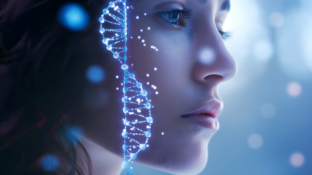 Symbiosis of Beauty and Science: A Woman and DNA