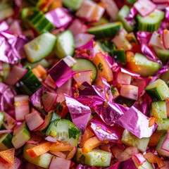 Fototapeta na wymiar fresh vegetable salad background close up.