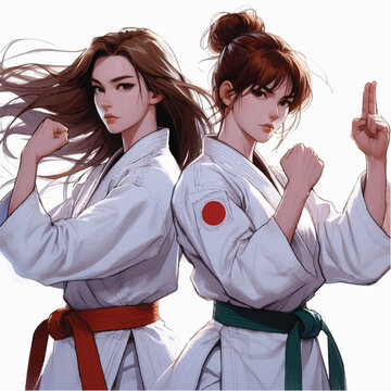 two people fighting karate 